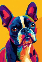 A colorful artistic pop art rendering of a dog portrait