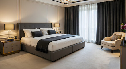 Well Appointed Master Bedroom Suite Interior With Elegant Furnishings