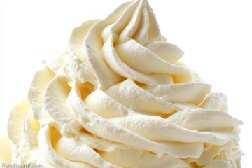 Fluffy, Creamy Whipped Cream, a Close-Up Delightful Display of Textured, Delicious Whipped Topping.