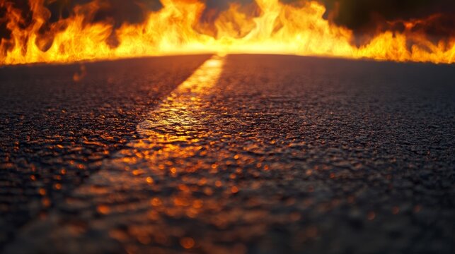 Hot burining asphalt road texture