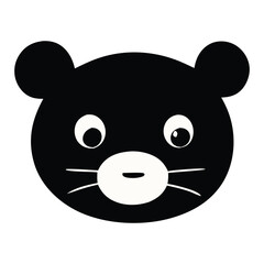 Fototapeta premium Cartoon panda bear character with a funny baby mouse and koala dog faces in a cute wild style, perfect for a fun and happy illustration with animals, black and white vector art