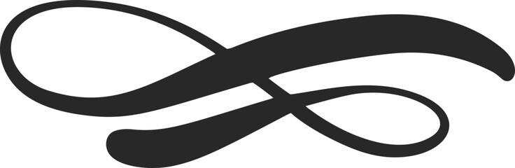 Swoosh line. Hand-drawn squiggle stroke. Swirl swish and swash element. Calligraphic curly scribble. Wavy elegant decorative shape. Graphic scroll