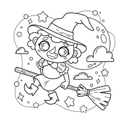 Halloween celebration coloring page illustration