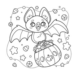 Halloween celebration coloring page illustration