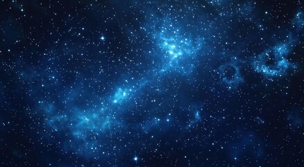 Fototapeta premium Beautiful blue space shows numerous sparkling stars and nebula clusters