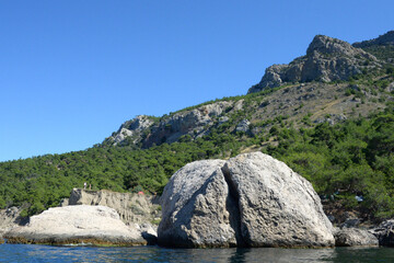 Stones at Fig beach in the vicinity of Balaklava, Sevastopol, Crimean Peninsula