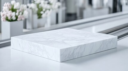 White marble podium display