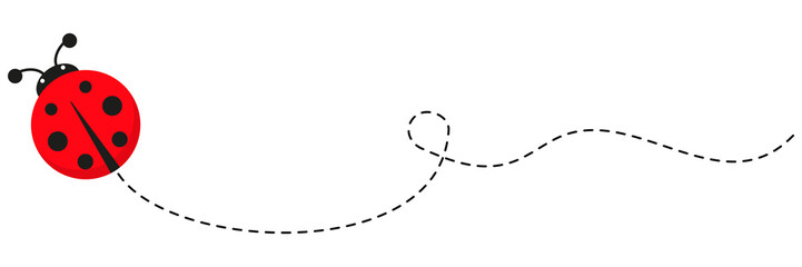 Ladybird with dotted route. Ladybug with spotted line path. Vector illustration isolated on white. © Віталій Баріда