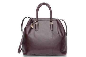 Naklejka premium Burgundy leather handbag with straps