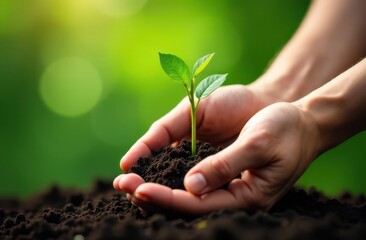 A Sprout of New Life in the Hands of Man