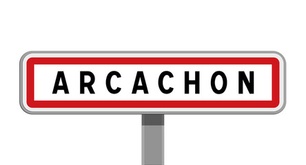 Panneau sur poteau central de ville d’Arcachon, Gironde