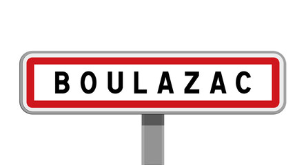 Panneau sur poteau central de ville de Boulazac, Dordogne