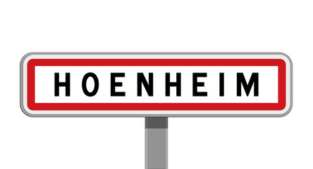 Panneau sur poteau central de ville de Hoenheim, Bas-Rhin