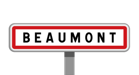 Panneau sur poteau central de ville de Beaumont, Puy-de-Dôme