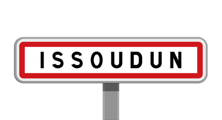 Panneau sur poteau central de ville d’Issoudun, Indre