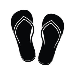 Flip flops (slippers) Isolated Black Vector Silhouette Illustration With White Background