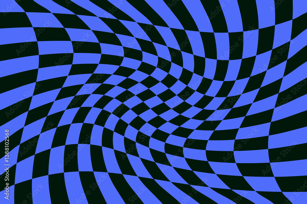 Aufkleber wavy checkered pattern, wave cover design background. abstract optical illusion with hypnotic effect