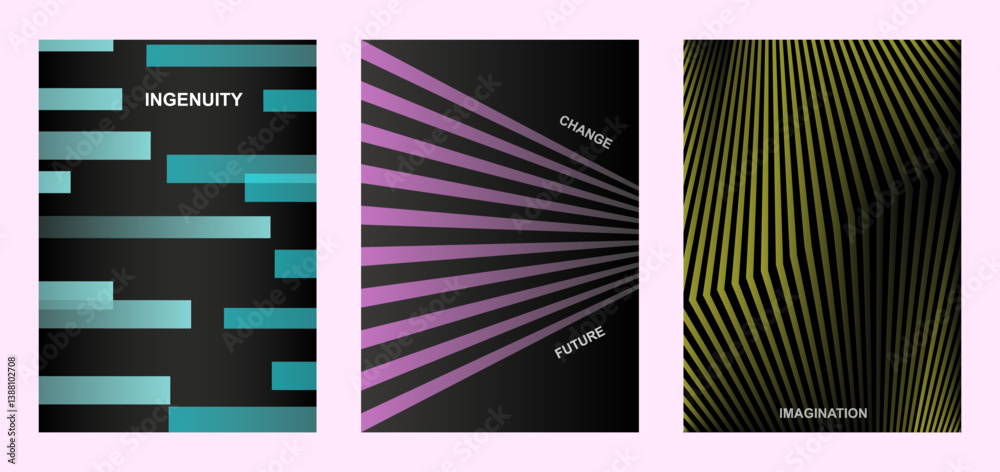 Poster abstract wave line poster background. set cover card with geometric shapes. modern gradient texture.