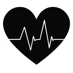 Broken and Beating Heart Icon Set – Black and White Vector Symbols of Love, Heartbreak, Pulse, and Health for Apps, Tattoos, and Emotional Design.