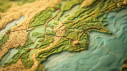 Fototapeta premium Topographical map of eastern region cartographic detail natural landscape aerial view geographic representation