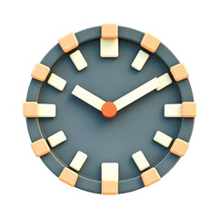 Stylish modern clock design interior digital minimalist time concept isolated on transparent background, png