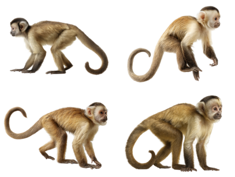 Capuchin Monkey Climbing Side View