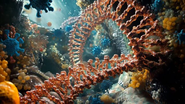Delving into the Intriguing Mysteries of DNA Within a Colorful and Vibrant Microscopic World of Life