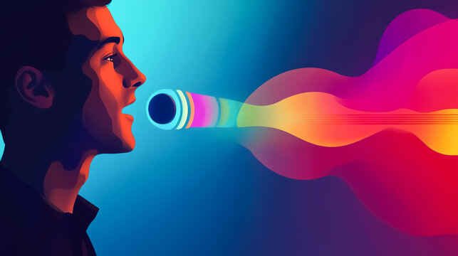 Business executive using voice commands to manage tasks, AIdriven productivity