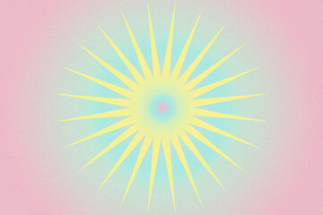 Summer sun background. Digital grainy gradient texture. Pink, blue, yellow neon color