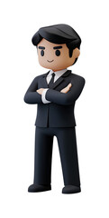 Businessman figurine office model of professional success isolated on transparent background, png