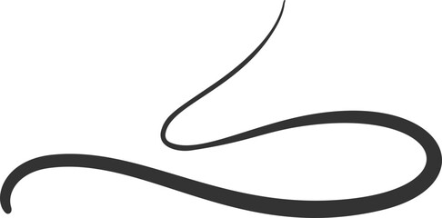 Swirl flourish line. Calligraphic hand-drawn elegant underline. Curved swoosh doodle element. Filigree brush stroke