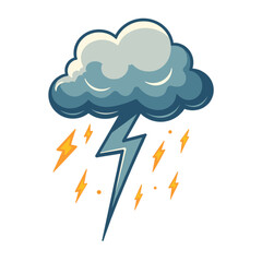 Stormy cloud with lightning bolts in a digital illustration  