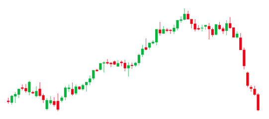 Stock market decline as a result of tariffs. Economic recession concept. Candle trading chart to analyze the trade in the foreign exchange and stock market, cryptocurrency graph, crypto stock