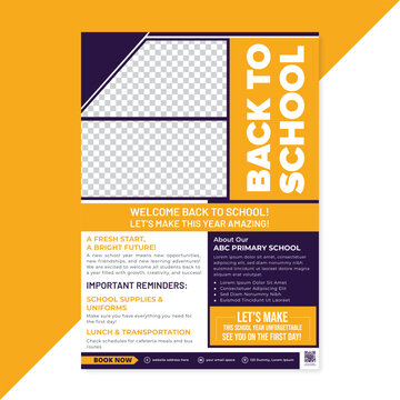 Kids back to school education admission flyer poster layout template