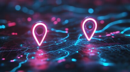 Futuristic glowing neon map pins wallpapers
