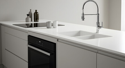 Modern Kitchen Design Featuring Touchless Faucet and Smart Appliances