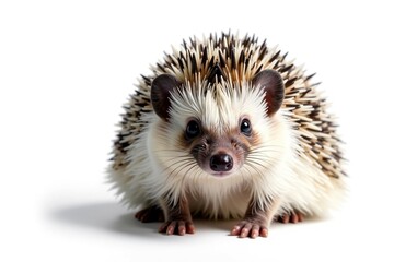 Obraz premium Close-up of a hedgehog, isolated, against pure white backdrop, studio, small