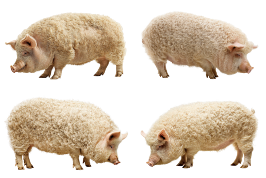 Curly Mangalitsa Pig Grazing