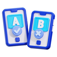 Ab testing concept with two phones, perfect for website design, digital marketing, technology blogs, and data analysis graphics