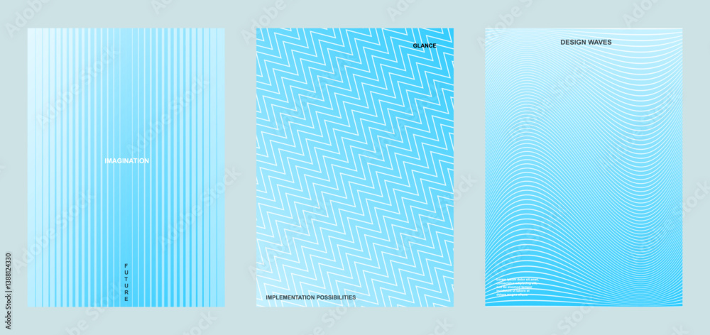 Aufkleber abstract wave line poster background. set cover card with geometric shapes. modern gradient texture.