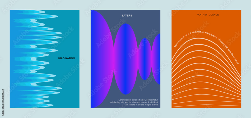 Poster abstract wave line poster background. set cover card with geometric shapes. modern gradient texture.