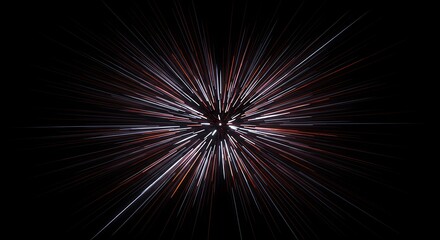 Cosmic Radiance: Silver & Crimson Light Burst AI Generated