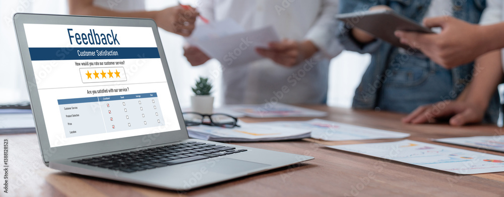 Poster customer feedback and review analysis by brisk computer software for corporate business