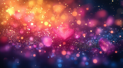 Obraz premium Colorful heart shimmering lights abstract art digital illustration vibrant background aesthetic concept