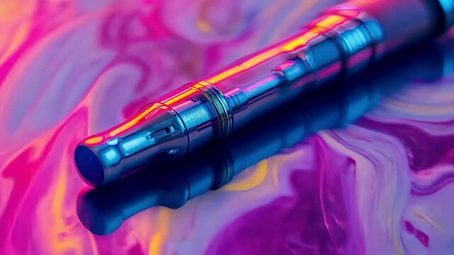 electronic cigarette in colorful smoke. selective focus