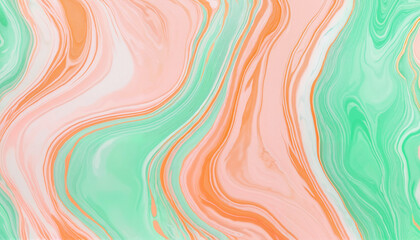 Fototapeta premium Marble Texture in Spring Tones – Peach Veins on Seafoam Base with Glossy Liquid Flow Finish