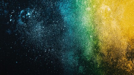 Obraz premium Striking Combination of Blue and Yellow Particle Effects Flowing Together Against a Dark Canvas Creating an Eye-Catching Abstract Design