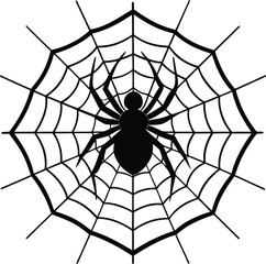 Obraz premium Spider on web vector silhouette illustration