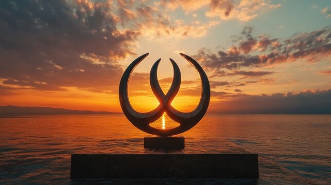 The Ik Onkar symbol depicted against a beautiful sunset