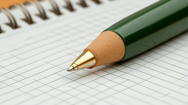 Green pen on grid notepad. - Powered by Adobe